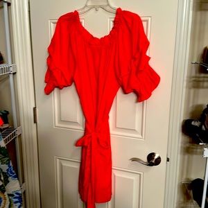 Mersea Orange Tulum Off Shoulder Knee Length Dress Size Large